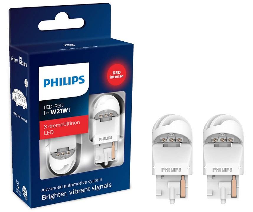 Лампа светодиодная Philips X-tremeUltinon LED gen2 W21W 12/24V W3x16d RED (2 шт.) (11065XURX2) Philips 11065XURX2 (PHILIPS: 11065XURX2)