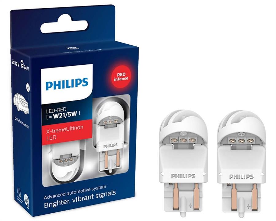 Лампа светодиодная Philips X-tremeUltinon LED gen2 W21/5W 12/24V W3x16q RED (2 шт.) (11066XURX2) Philips 11066XURX2 (PHILIPS: 11066XURX2)