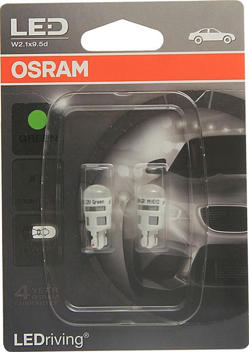 Лампа 1w 12v w2.1x9.5d 10xbli2 4m standart w5w зеленый (2880GR02B) Osram 2880GR02B (OSRAM: 2880GR02B)