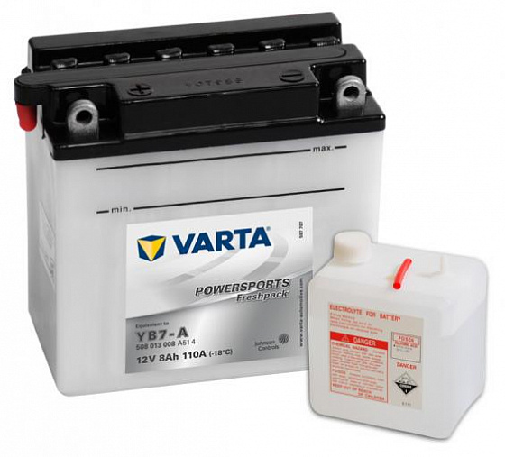 Аккумулятор Varta Powersports Freshpack 508 013 008 (8 A/h), 110A L+ (VARTA: 508 013 008)