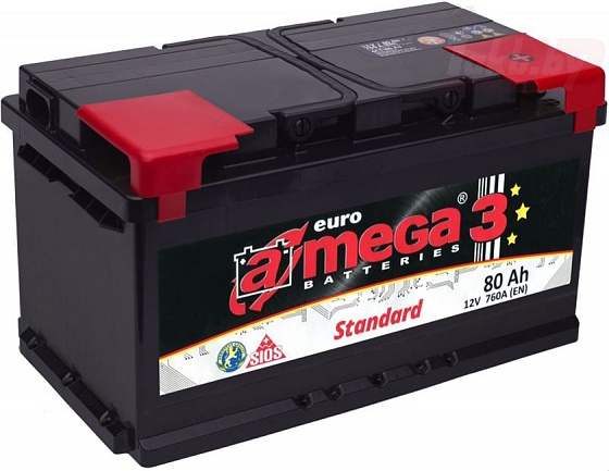 Аккумулятор A-mega Standard (80 A/h), 760A R+ (A-mega: ASt 80.0)