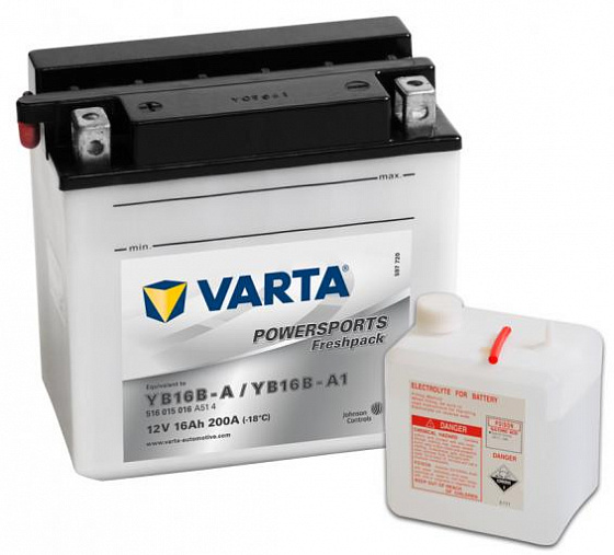 Аккумулятор Varta Powersports Freshpack 516 015 016 (16 A/h), 200A L+ (VARTA: 516 015 016)