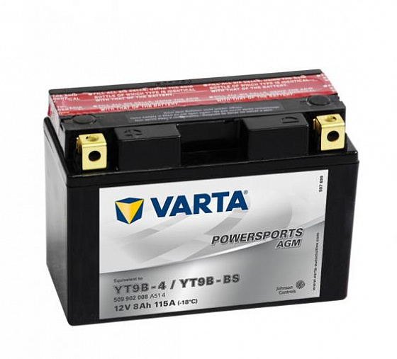 Аккумулятор Varta Powersports AGM 509 902 008 (8 A/h), 115A L+ (VARTA: 509 902 008)