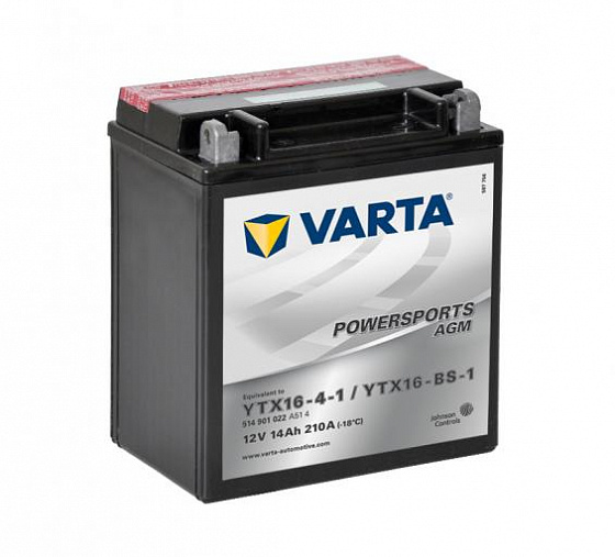 Аккумулятор Varta Powersports AGM 514 901 022 (14 A/h), 210A L+ (VARTA: 514 901 022)