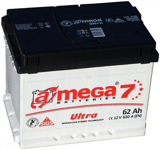 Аккумулятор A-mega Ultra (62 A/h), 610А R+ (A-mega: AU 62.0)