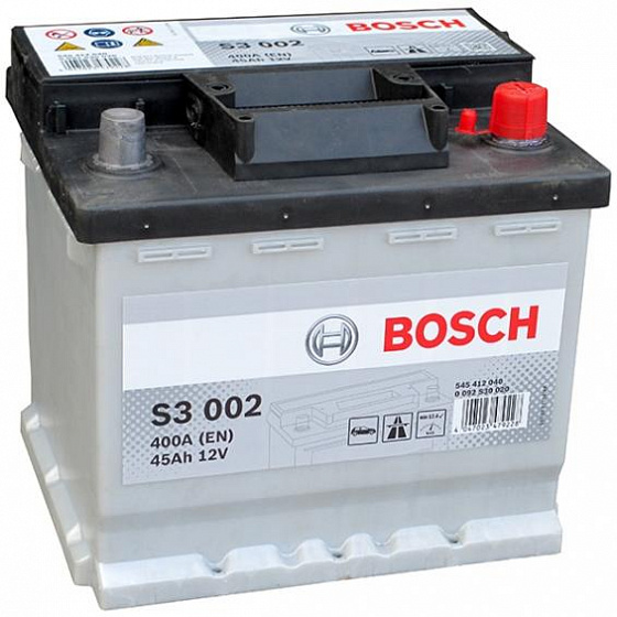 Аккумулятор Bosch S3 002 (45 A/h), 400A R+ (545 412 040) (BOSCH: 0092S30020)