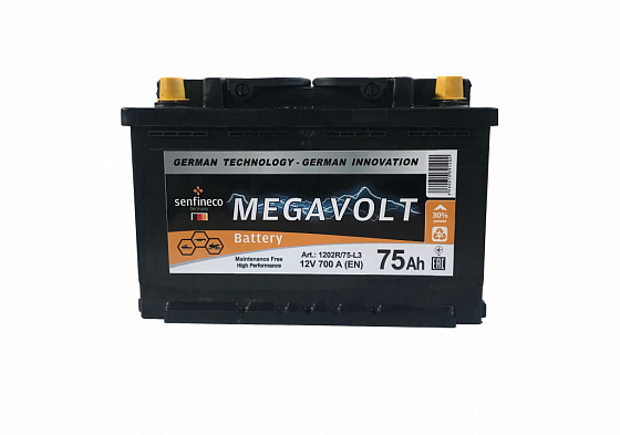 Аккумулятор Senfineco Megavolt 12V R+ (75 А/h) (MegaVolt: 1202R75-L3)