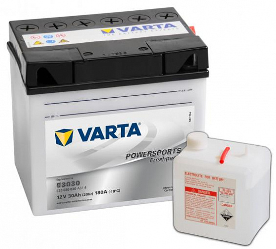 Аккумулятор Varta Powersports Freshpack 530 030 030 (30 A/h), 180A R+ (VARTA: 530030030)