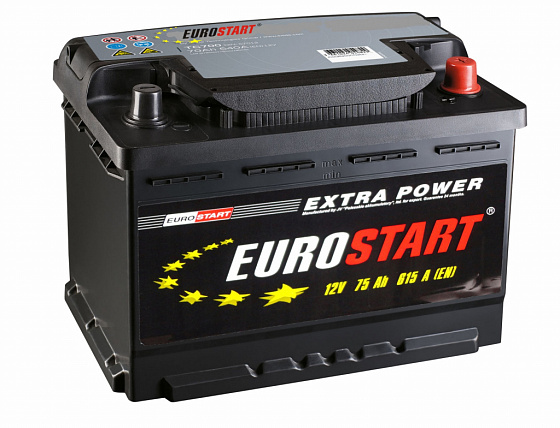 Аккумулятор Eurostart Extra Power (75 A/h), 615А L+ (Eurostart: 4815156003357)