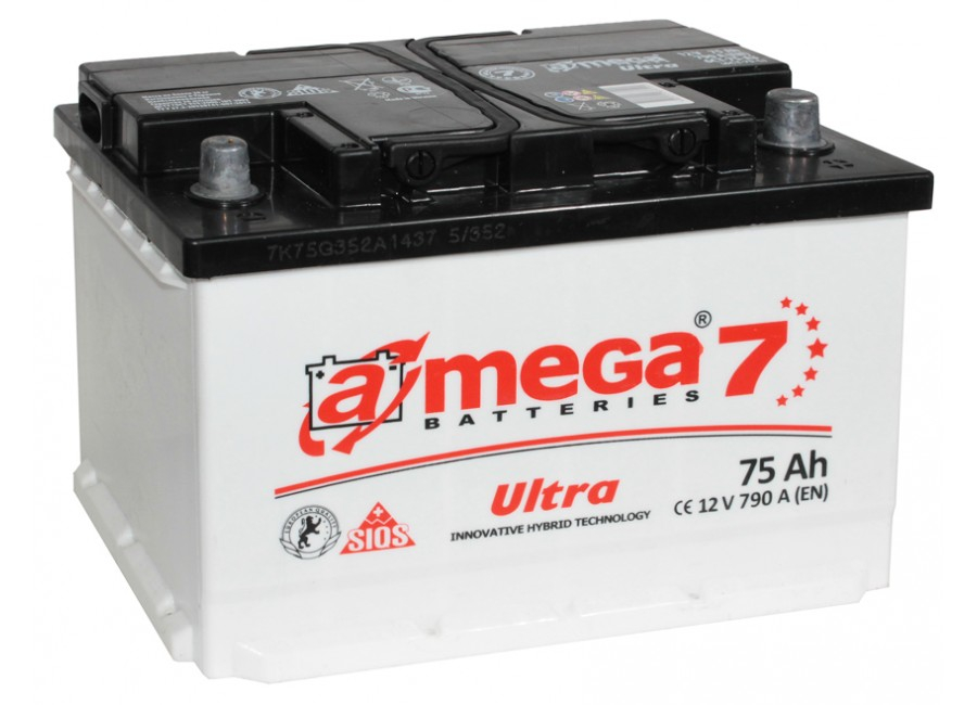 Аккумулятор A-mega Ultra (75 A/h), 790А R+ (A-mega: AU750)