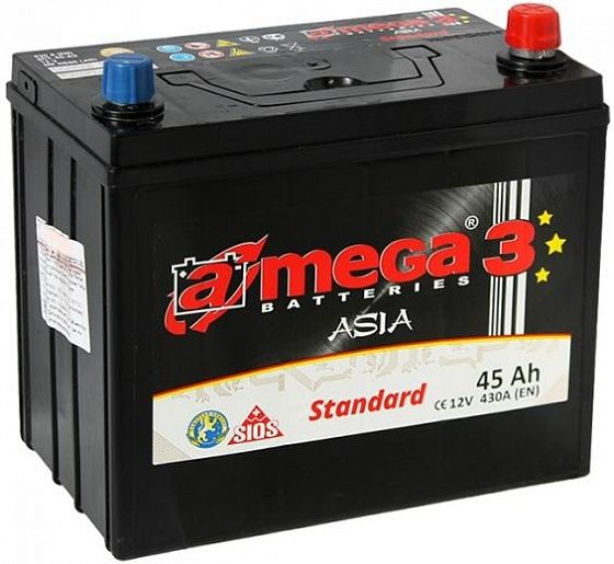 Аккумулятор A-mega Standard Asia (45 A/h), 430A R+ (A-mega: AStJ450)