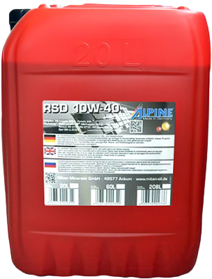 Моторное масло Alpine RSD Diesel-Spezial 10W-40, 20л (ALPINE: 0100124)