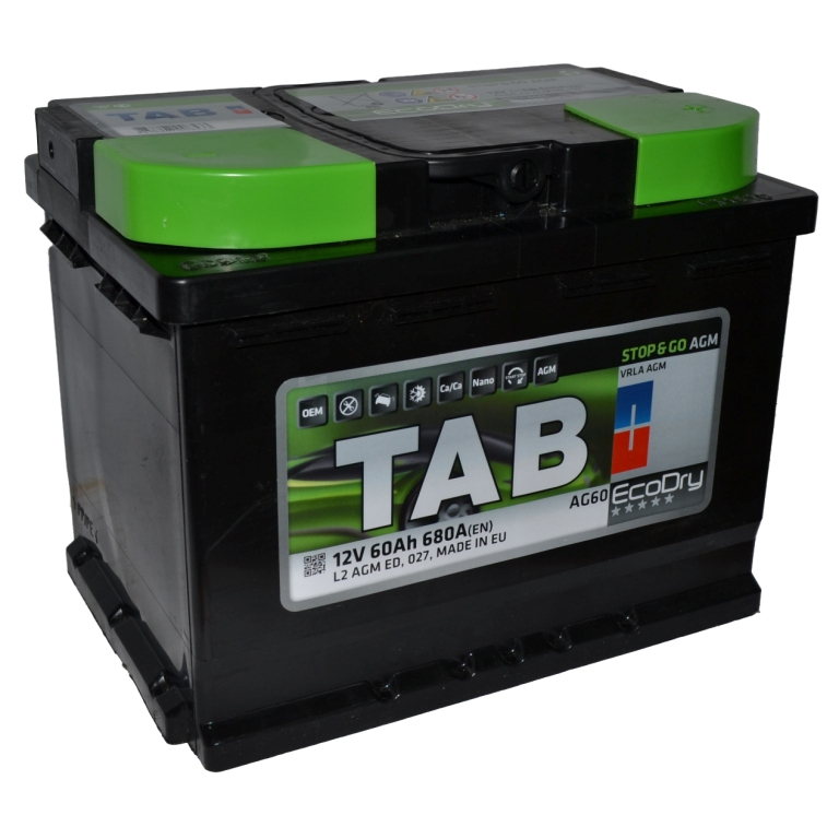 Аккумулятор TAB EcoDry Stop & Go AGM (60 A/h), 680А R+ (TAB: 213060)