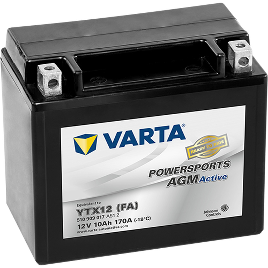 Аккумулятор Varta Powersports AGM Active 510 909 017 (10 A/h), 170A L+ (VARTA: 510909017)